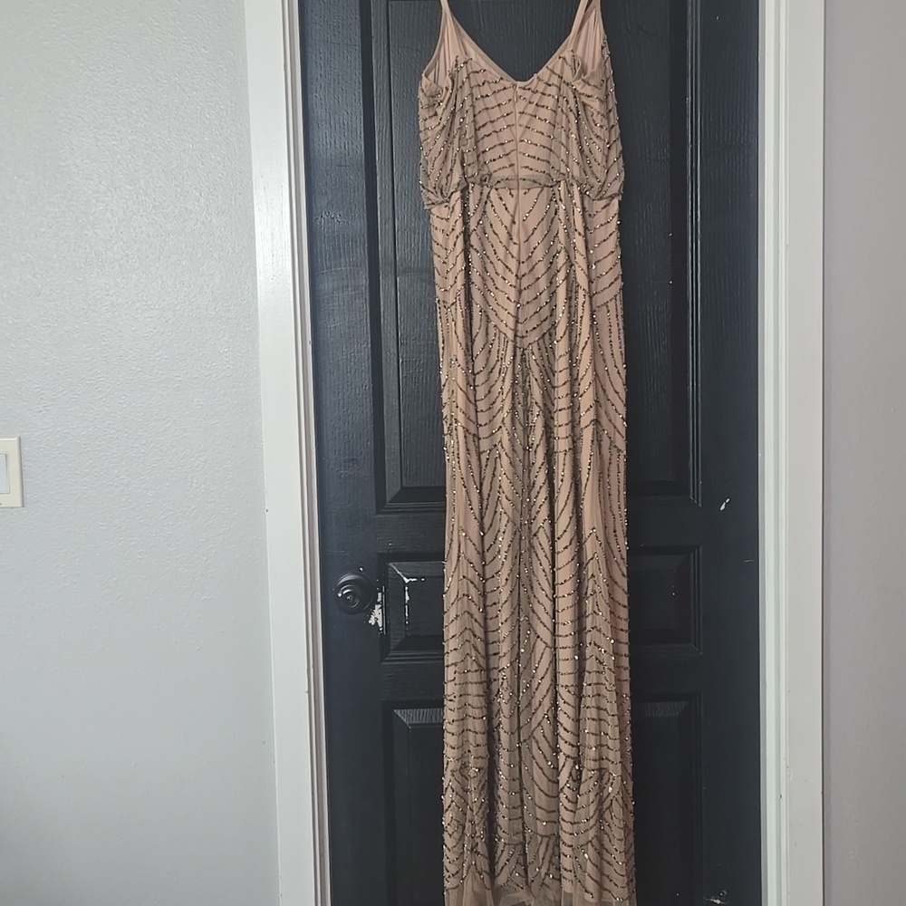 Adrianna Papell Beaded Art Deco Blouson Floor Length Gown Size 14 - Picture 4 of 14